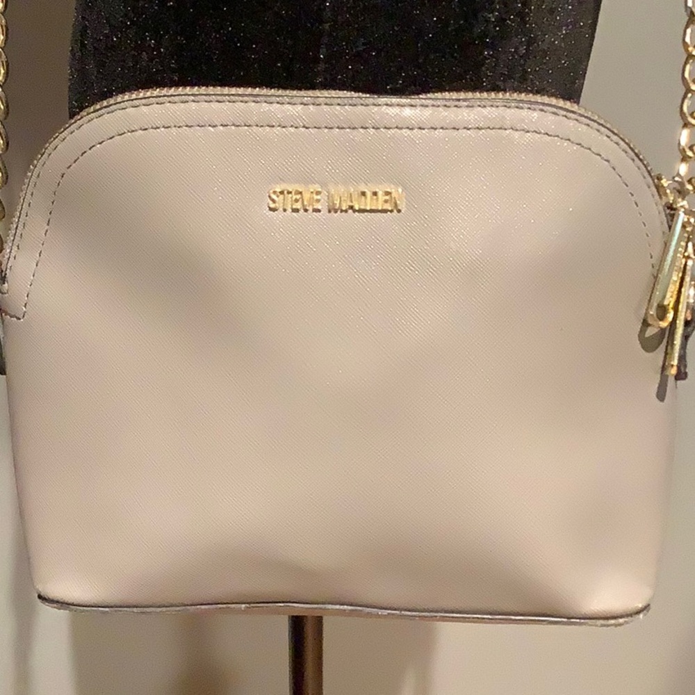 Steve Madden Beige Crossbody Bag with Gold Accents